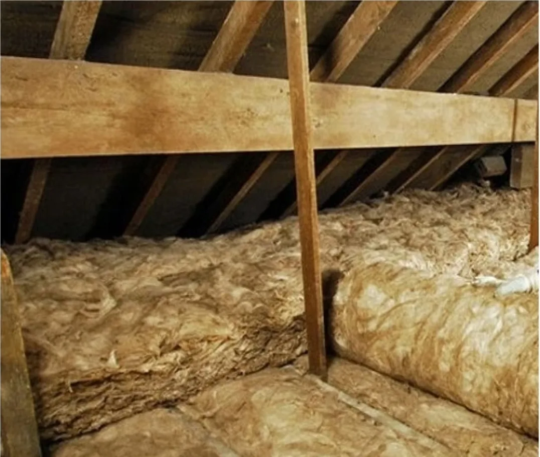 Loft insulation installed in a roof space