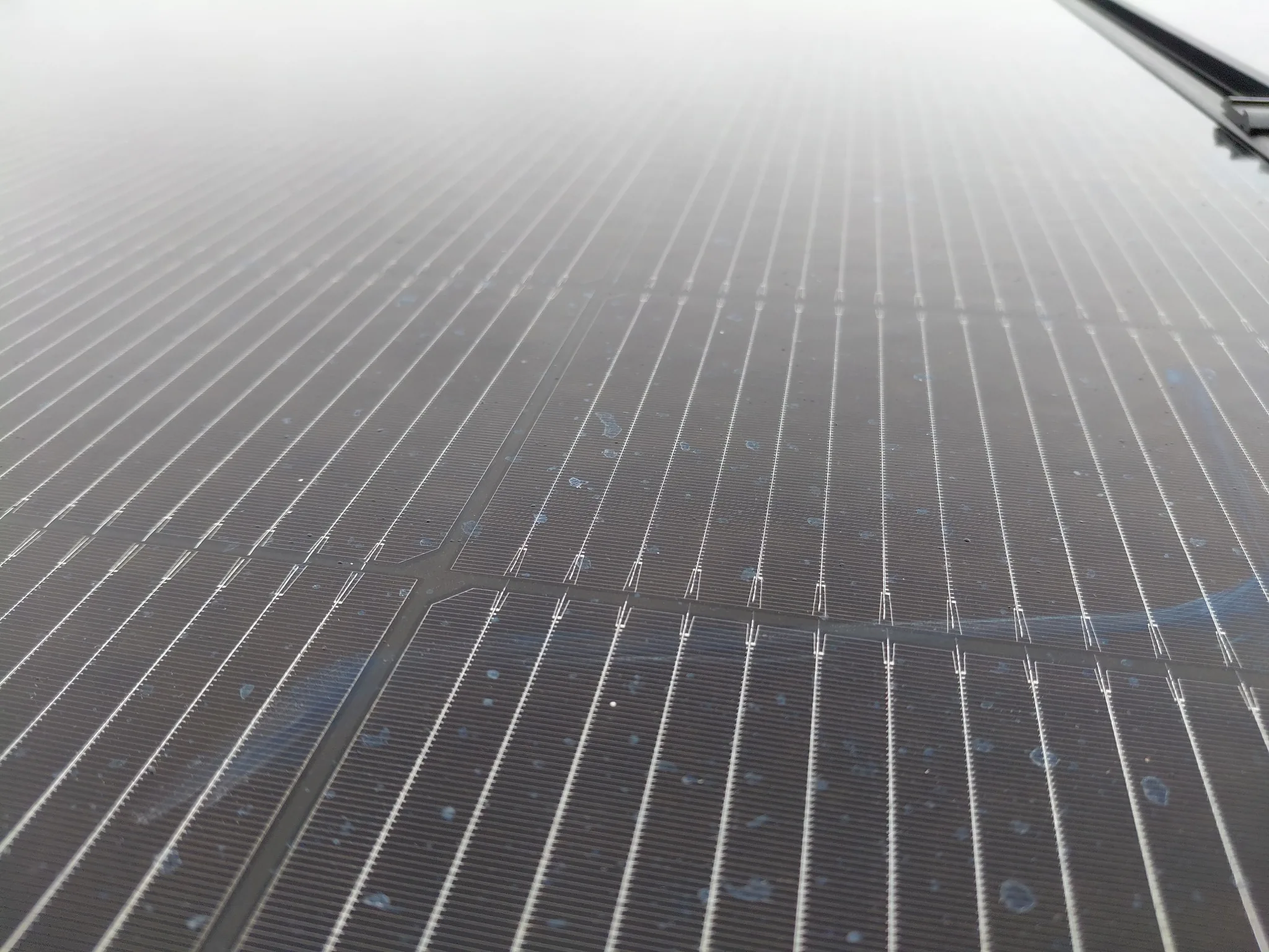 Close-up of installed solar panels
